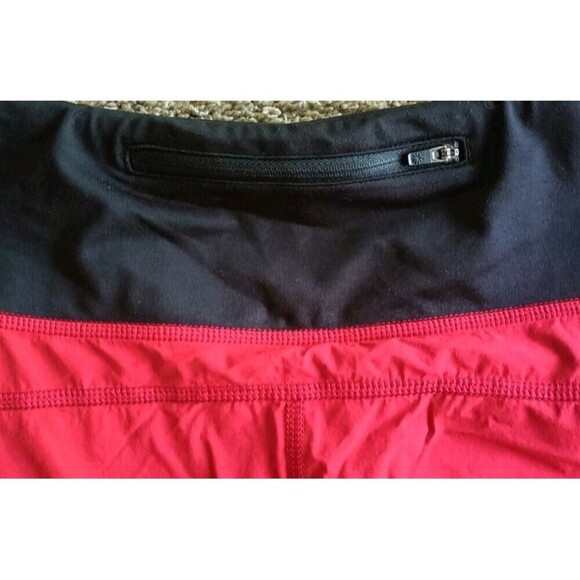 Athleta High Rise Acceleration Shorts Size Small Red Black Running Shorts Active - Picture 3 of 7